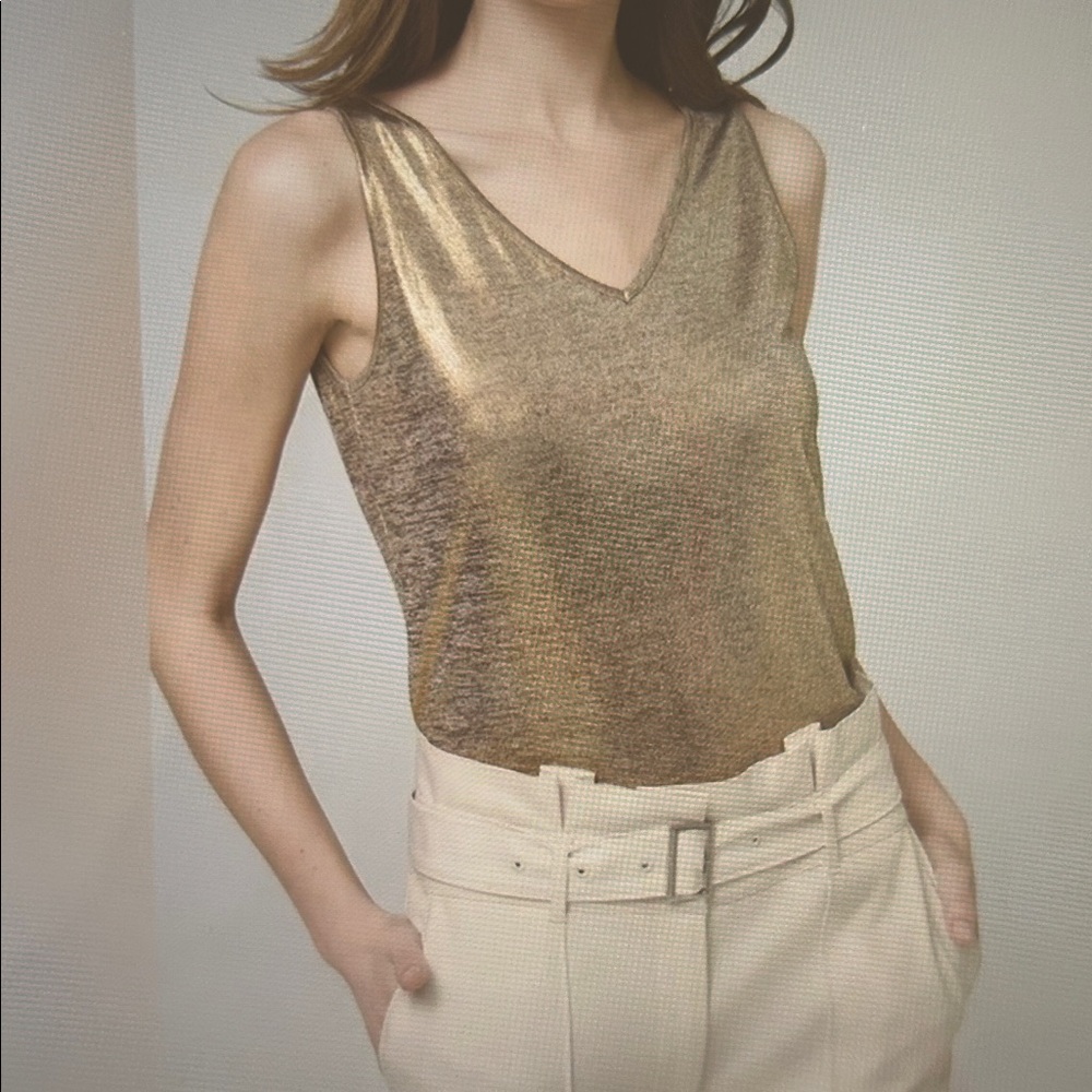 WHBM Gold Metallic Tank Top, Size XXS